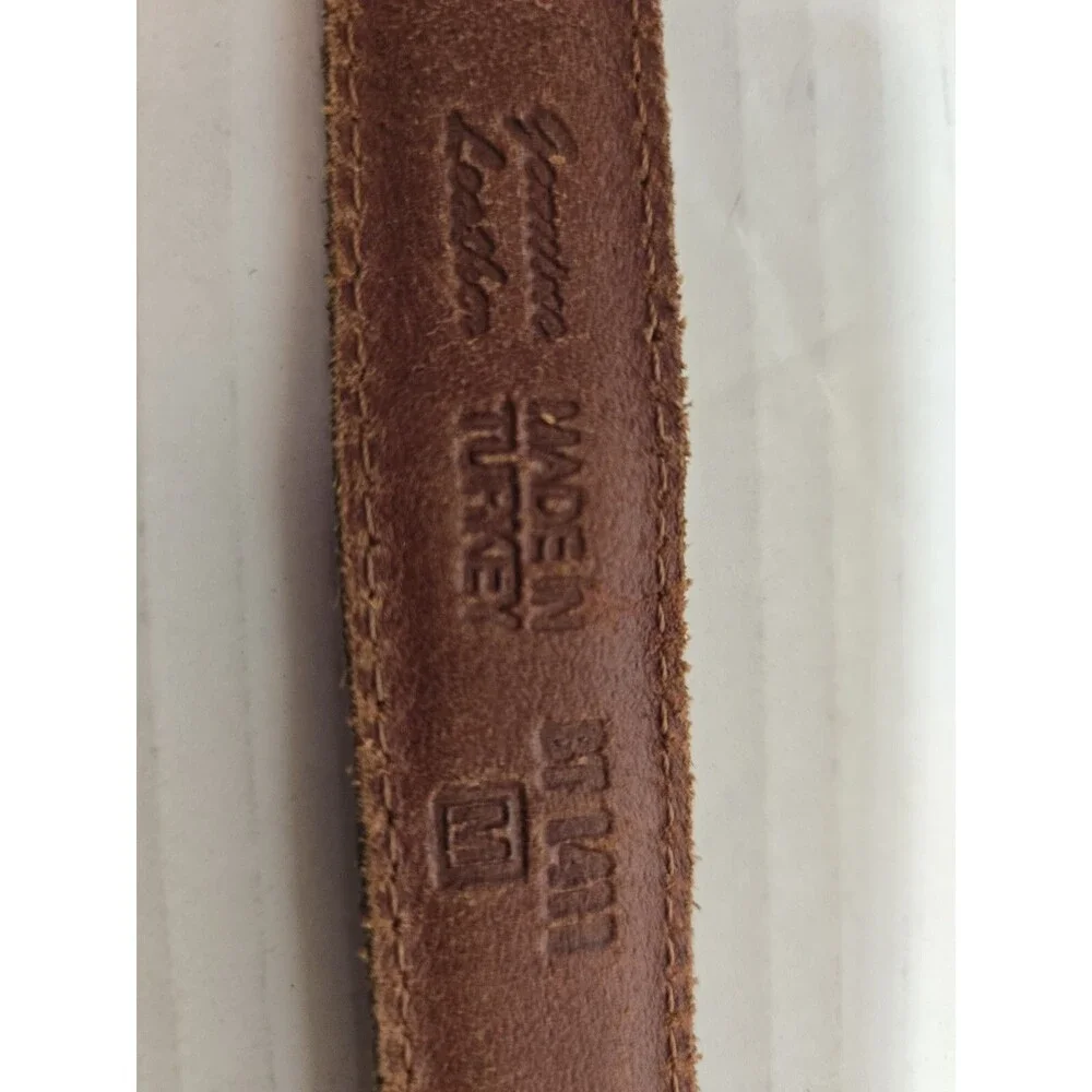 Fossil Leather Womens Girls Leather Belt Tarnished Brass Buckle, Size M